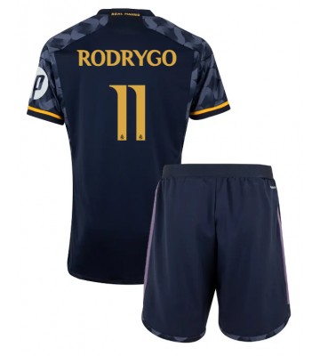 Real Madrid Rodrygo Goes #11 Segunda Equipación Niños 2023-24 Manga Corta (+ Pantalones cortos)